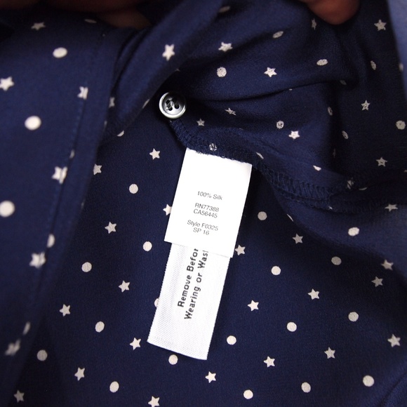 Madewell Silk Popover Tank  Blue with Dots  Stars - Picture 4 of 5